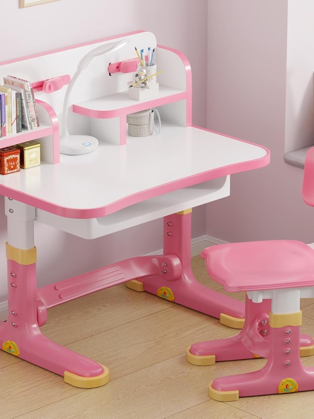 BLUE Kids Desk and Chair Set, Height Adjustable School Study Writing Tables